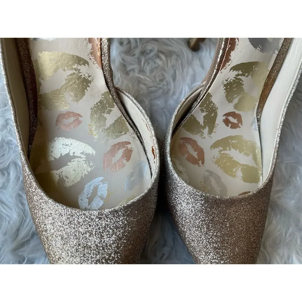 Juicy Couture Women's‎ Glitter Heels Size 7 Champagne Gold